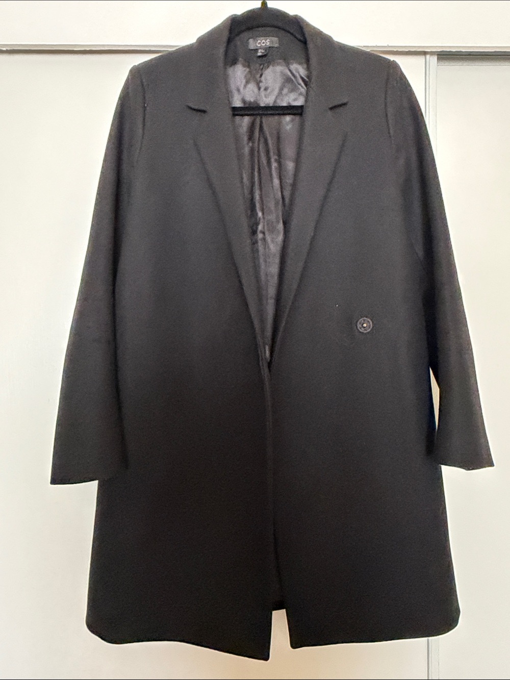 COS Black Minimalist Double Breasted Coat wool and cashmere blend - Picture 7 of 8